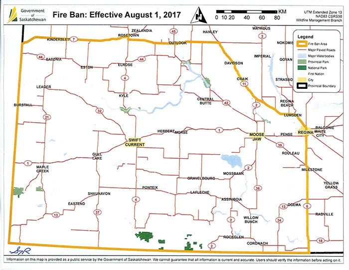 Due to extreme wildfire hazards, the Ministry of Environment, in consultation with the Ministry of Parks, Culture and Sport, has issued a ban on all open fires for provincial Crown land and for provincial parks and recreation sites in southwest Saskatchewan.