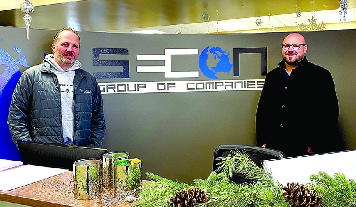 Mike Silvernagle, President of SECON Group of Companies, left, and Cole Raiwet, Vice-President of SECON Group of Companies, right.