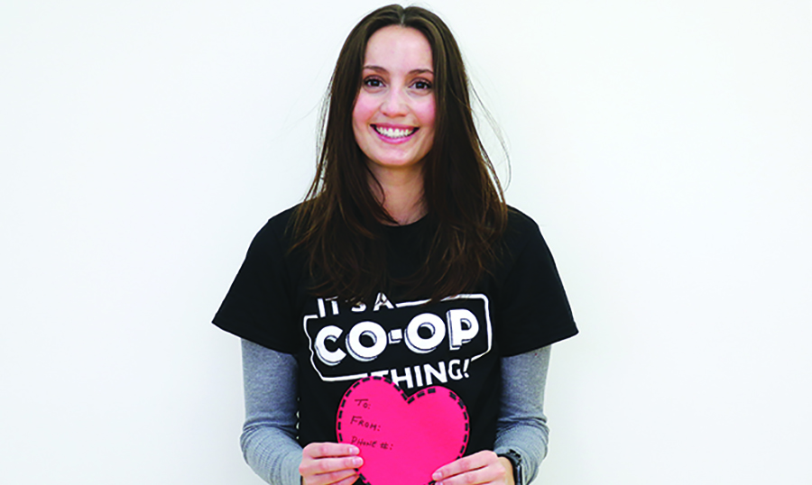 For the second year, Borderland Co-op will be running a Hearts for Health fundraiser in February. The paper hearts will cost $2 each with all proceeds going to STARS Air Ambulance. Right: Borderland Co-op Community Relations Manager Savannah Roden with one of the hearts