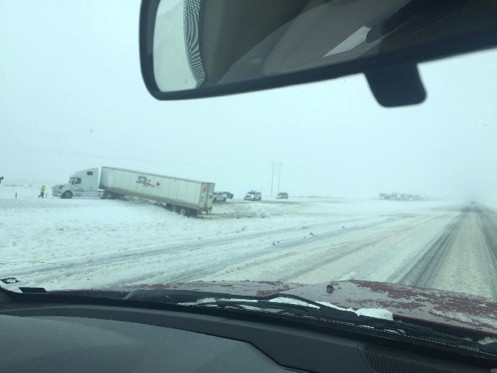 This was the scene Monday afternoon on the Trans Canada Highway in southwest Saskatchewan