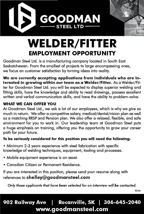 Goodman Steel Ltd. - Rocanville - Welder / Fitter 