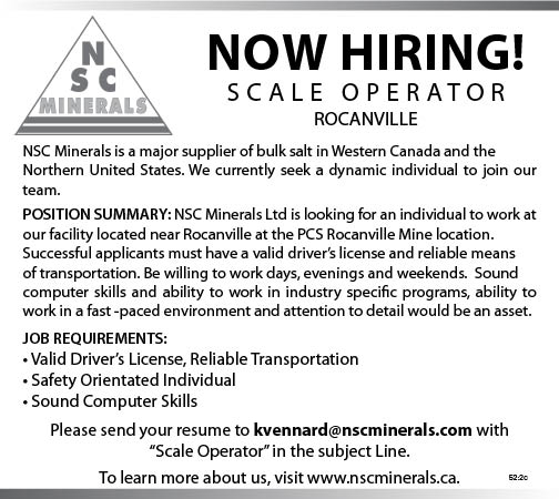 NSC Minerals - Rocanville - Scale Operator 