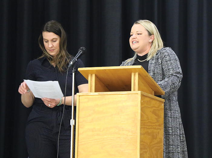 Danielle Rhodes with Broadhead Electric in Moosomin, right, and Chelsea Stewart with House of Hearing in Esterhazy, left, were the hosts on behalf of WESK for the event.