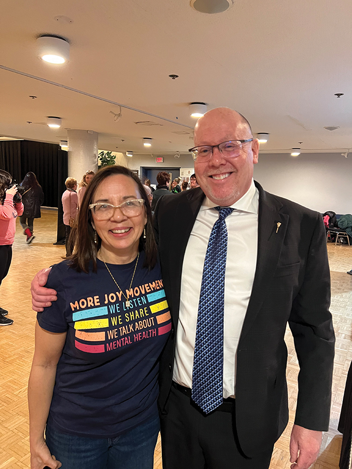 Christalee Froese of Montmartre, founder of the More Joy Movement, with Moosomin-Montmartre MLA Kevin Weedmark at the More Joy event last year.