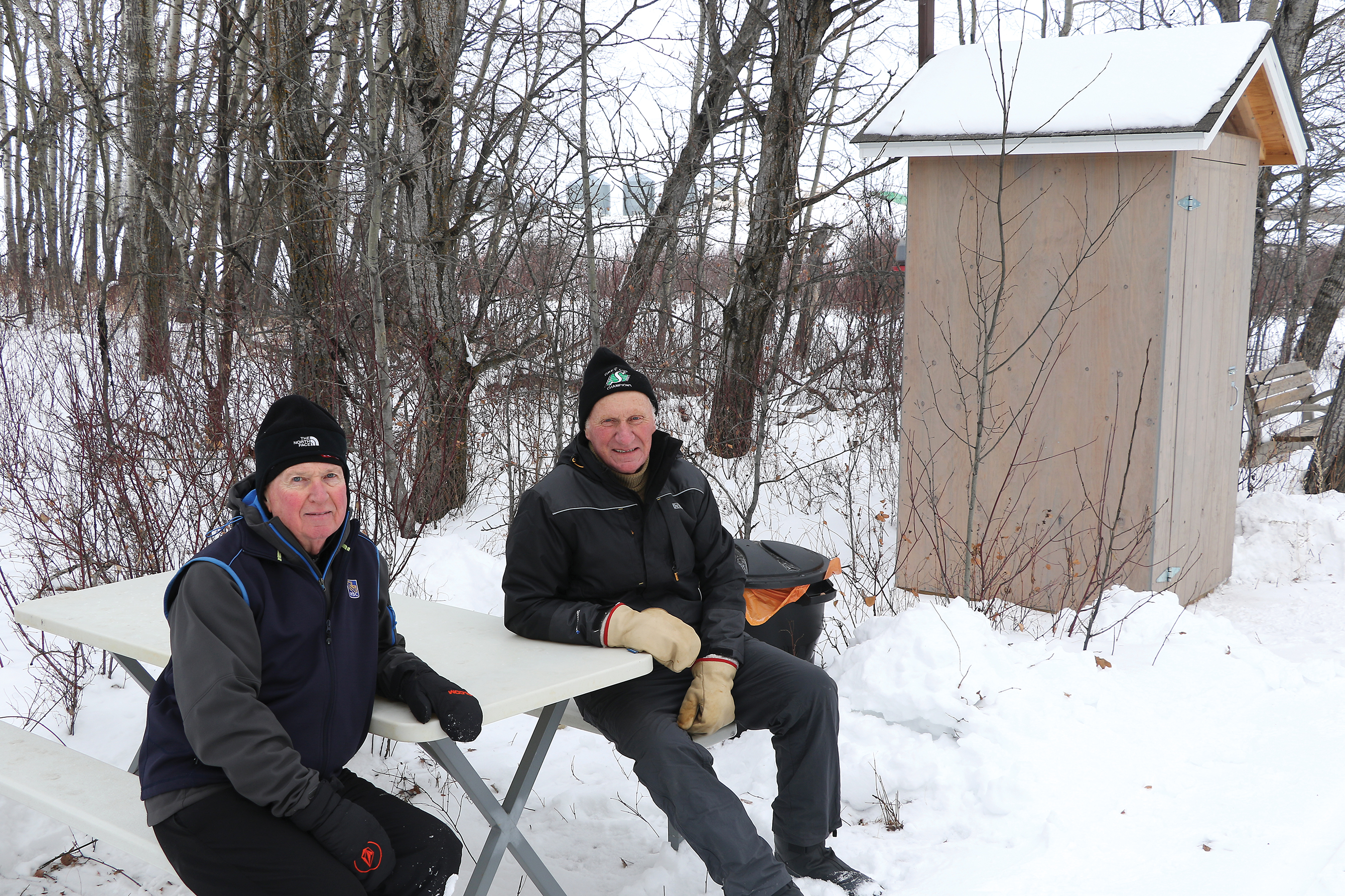 Rocanville Cross-Country Ski Club executives Layne McFarlane (left) and Dennis Hack volunteer their time all year-round to keep the ski trails intact, so that families and friends can enjoy skiing on smooth and safe paths.
