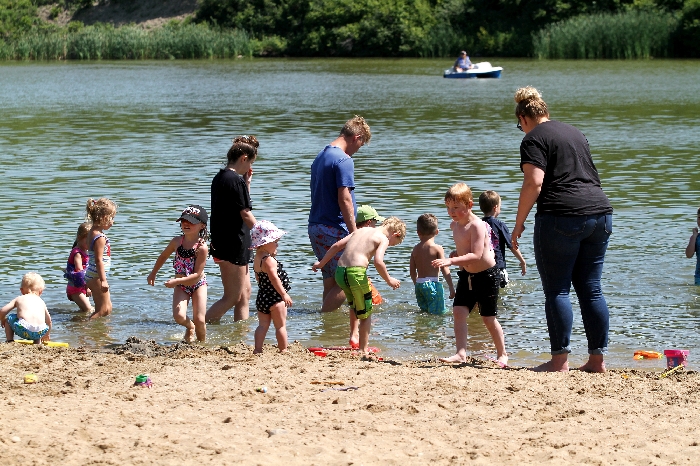 The Beach at Welwyn Lake during swimming lessons.