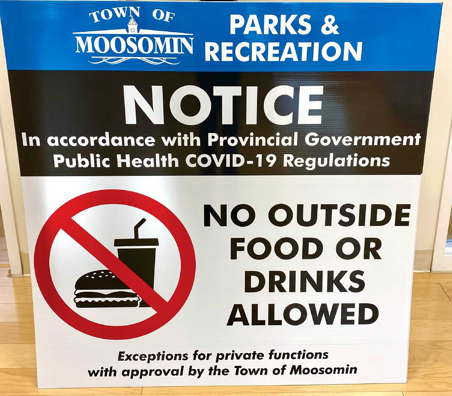 This sign will be going in at some of the town facilities regarding new Covid regulations.