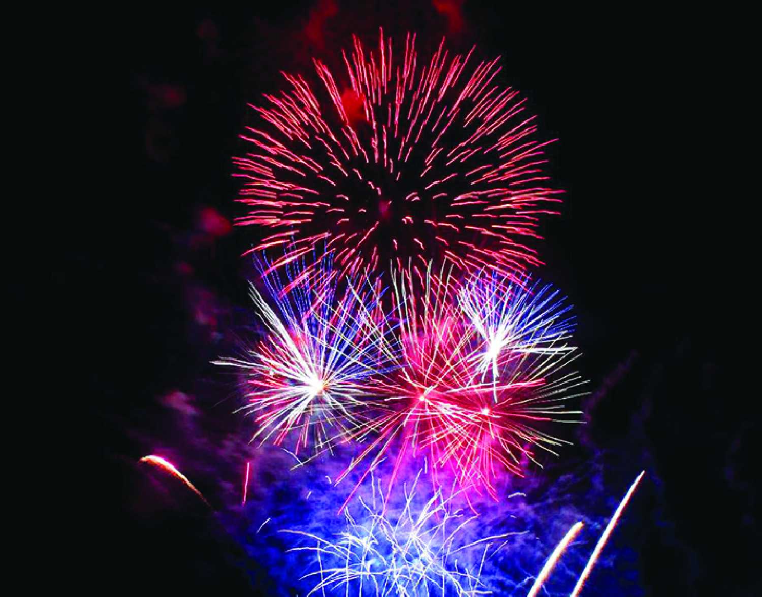 A photo of the Living Skies fireworks over Moosomin Lake by Caylor Fawcett.