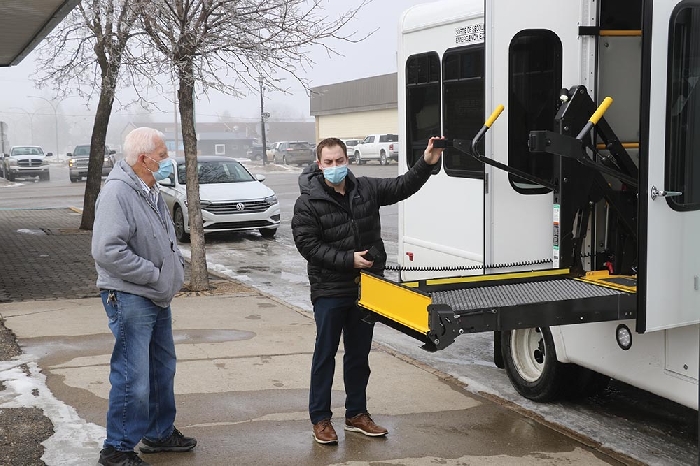 New MOTOH bus:  Jack Lemoine of MOTOH gets the rundown on the new MOTOH bus that was delivered to the organization recently