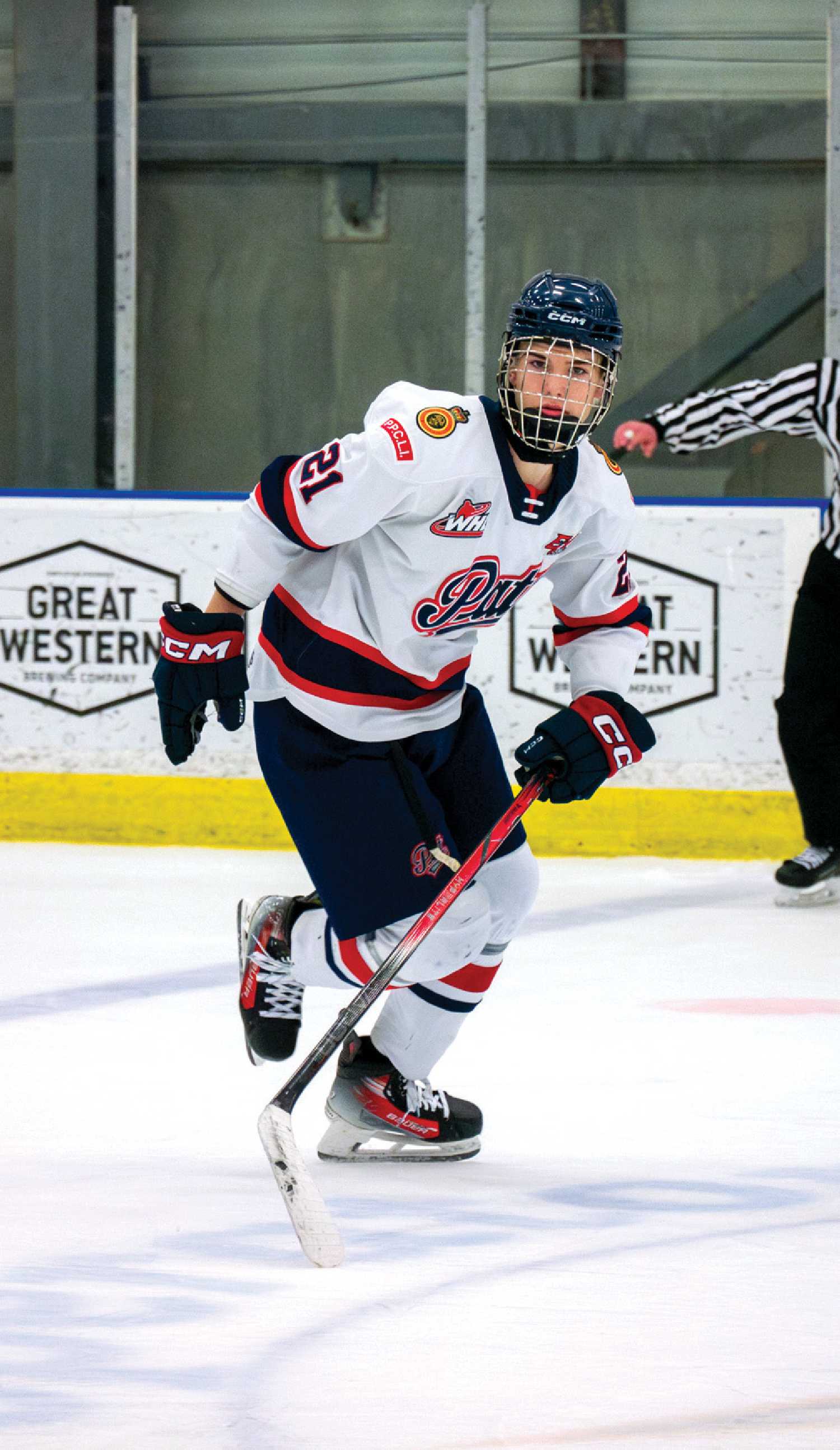 Cooper Bratton, a defenceman for the Regina Pat Canadians in the Saskatchewan AAA Midget League.